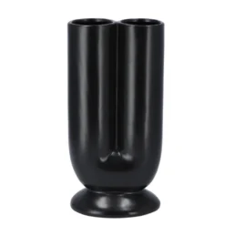 Bukan Zwart Mat 2-tube Vaas 13x10x26cm